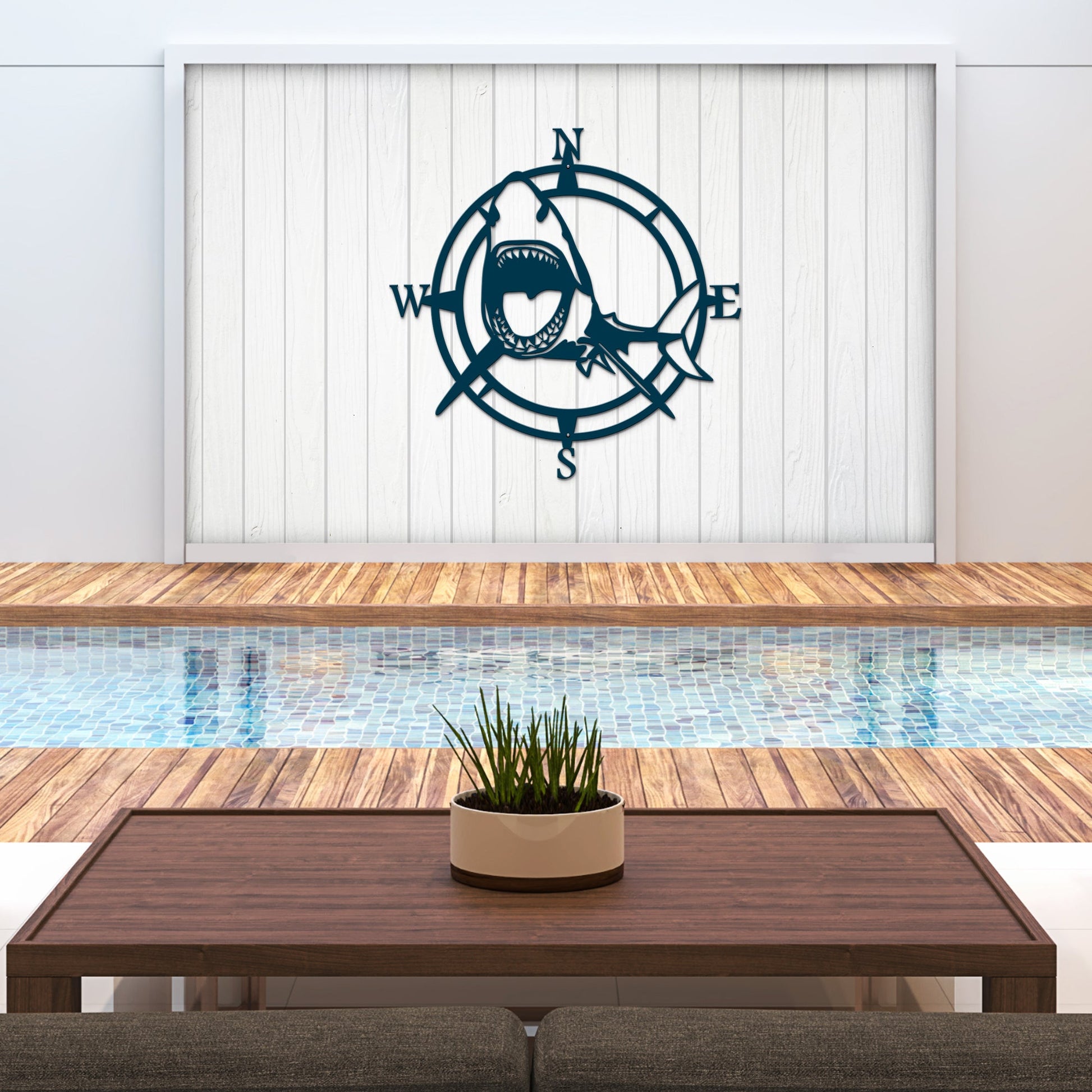 Personalized Great White Nautical Compass - Personalized Nautical Wall Art, Family Name & Date - Indoor Outdoor Metal Decor, Housewarming or Wedding Gift for Couples - HouseSensationsArt