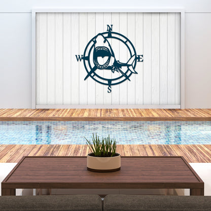 Personalized Great White Nautical Compass - Personalized Nautical Wall Art, Family Name & Date - Indoor Outdoor Metal Decor, Housewarming or Wedding Gift for Couples - HouseSensationsArt