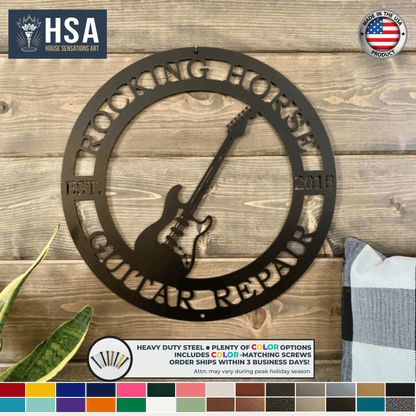 Personalized Guitar Wall Art for Music Lovers & Rock Spaces Custom Electric Guitar Sign, Music Room Decor, Band Gift Idea - TTS - HouseSensationsArt