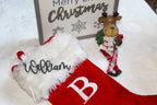 Personalized holiday metal name tags for Christmas stockings – custom decor