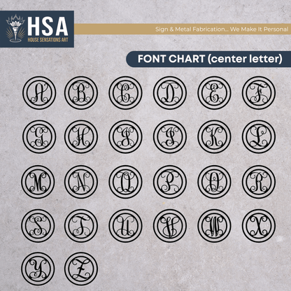 Personalized Initial Wedding Monogram Family Name Sign: Metal Anniversary Gift - HouseSensationsArt