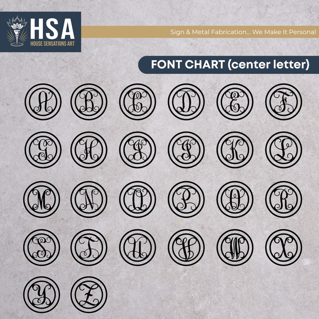 Personalized Initial Wedding Monogram Family Name Sign: Metal Anniversary Gift TT - HouseSensationsArt