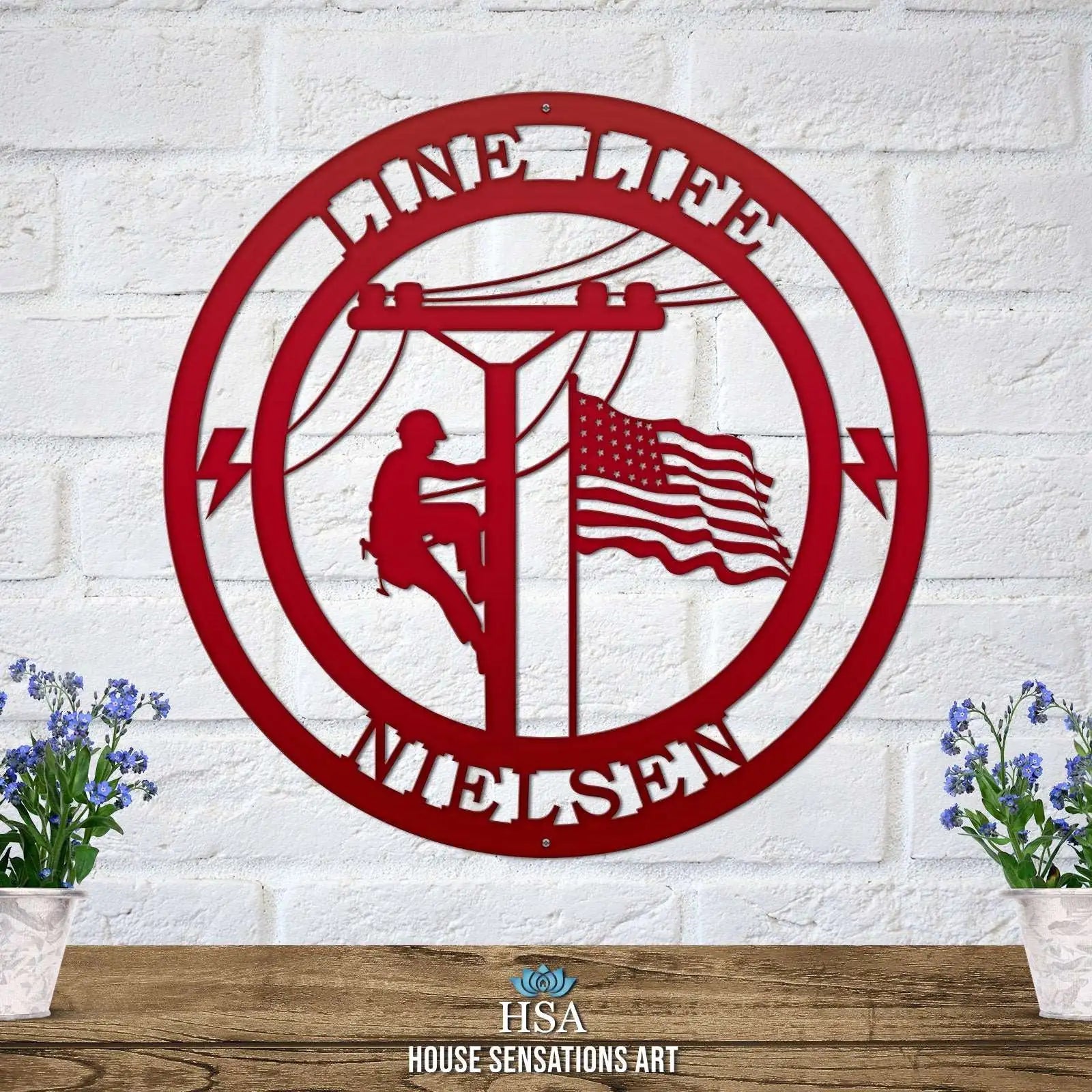 Personalized lineman metal house sign – outdoor address plaque and unique gift for linemen