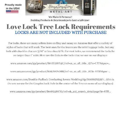 Personalized Love Locks Tree – Custom Padlock Unity Ceremony Decor - HouseSensationsArt