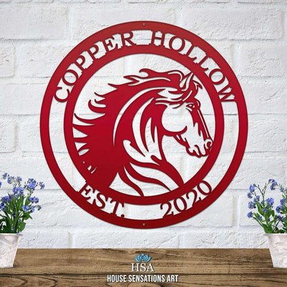 Personalized Majestic Horse Ranch Sign - Custom Metal House Number Plaque - Perfect for Outdoor Decor in Gardens, Yards, or Farms - Ideal Housewarming Gift for Animal Lovers - HouseSensationsArt