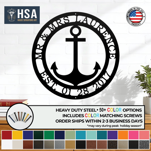 Personalized Metal Anchor Sign for Home, Garden & Coastal Decor - HouseSensationsArt