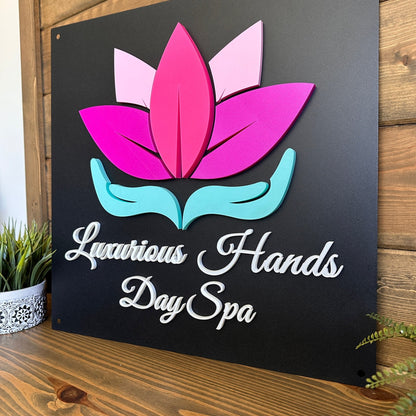 Personalized Metal Business Sign with your logo, high quality available in round, square, oval or rectangular with your logo colors - HouseSensationsArt