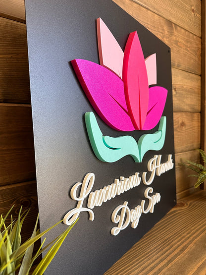 Personalized Metal Business Sign with your logo, high quality available in round, square, oval or rectangular with your logo colors - HouseSensationsArt