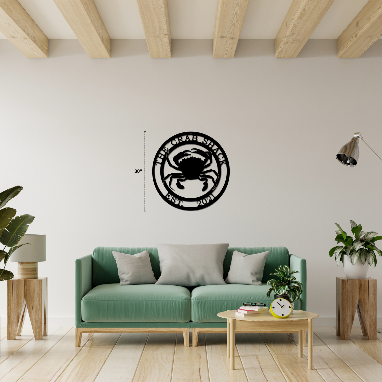 Personalized crab sign, custom metal wall decor for coastal homes, gardens, and outdoor nautical spaces