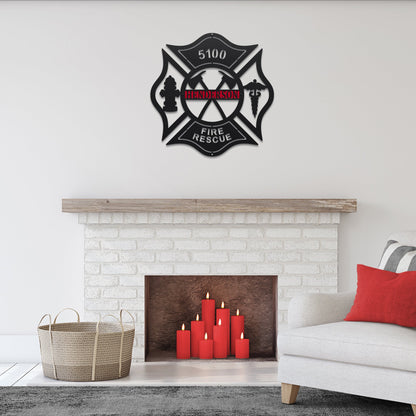 Personalized Metal Firefighter Signs Maltese Cross Address Sign - HouseSensationsArt