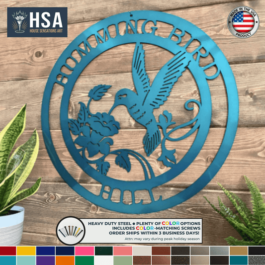 Personalized Metal Hummingbird Sign - Custom Garden Metal Wall Decor - Outdoor Indoor Wall Art - Unique Gift Idea - TTS - HouseSensationsArt