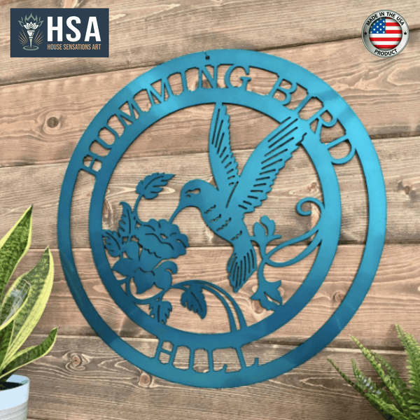 Letrero de colibrí de metal personalizado: decoración personalizable para jardín y hogar: arte de pared único para exteriores con texto personalizado para su hogar, porche, jardín o como regalo perfecto para cualquier ocasión.