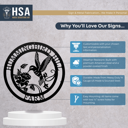 Personalized Metal Hummingbird Signs for Home and Garden - HouseSensationsArt