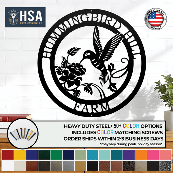 Personalized Metal Hummingbird Signs for Home and Garden