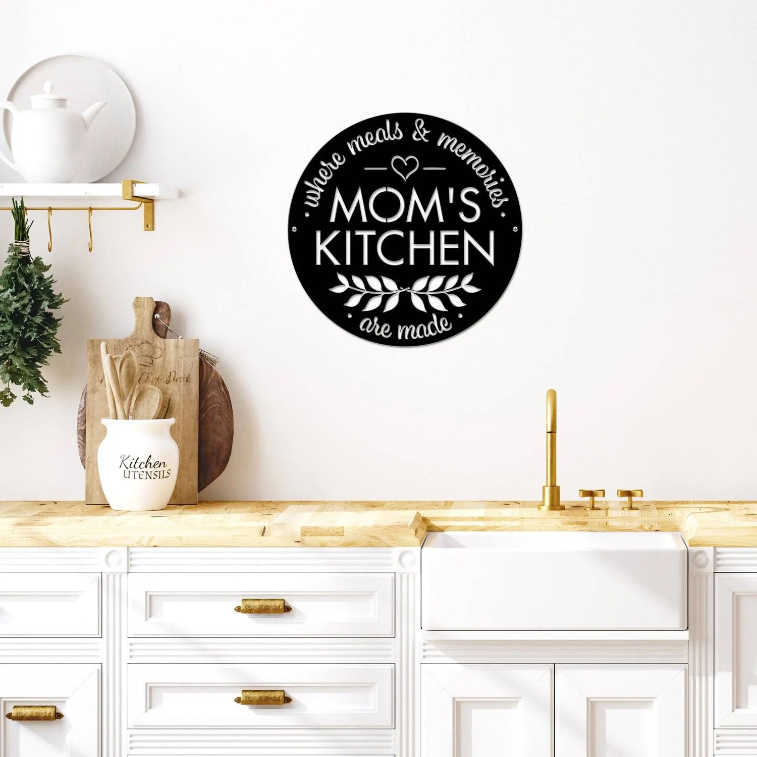 Custom Mom’s Kitchen wall art – laser cut metal sign for rustic or modern home decor