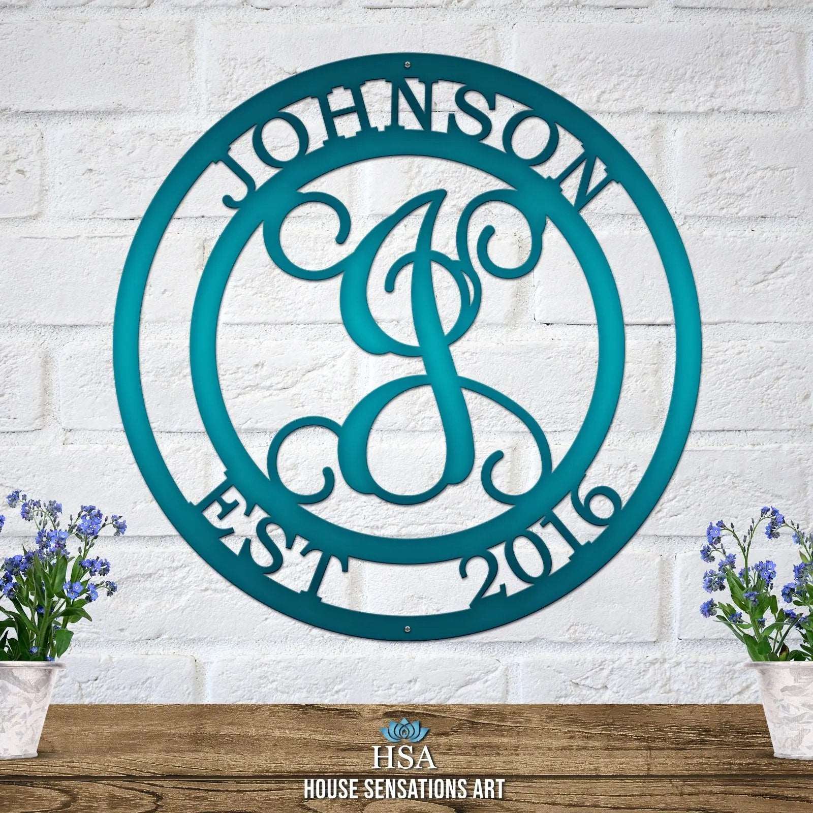 Personalized monogram family name wall decor – unique metal sign gift for weddings or special occasions