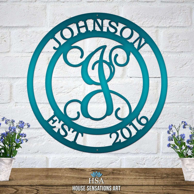 Personalized monogram family name wall decor – unique metal sign gift for weddings or special occasions