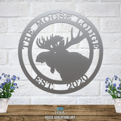 Personalized Moose Hunter Cabin Sign - Custom Metal House Number Plaque - Perfect for Outdoor Decor in Gardens, Yards, or Farms - Ideal Housewarming Gift for Animal Lovers - HouseSensationsArt