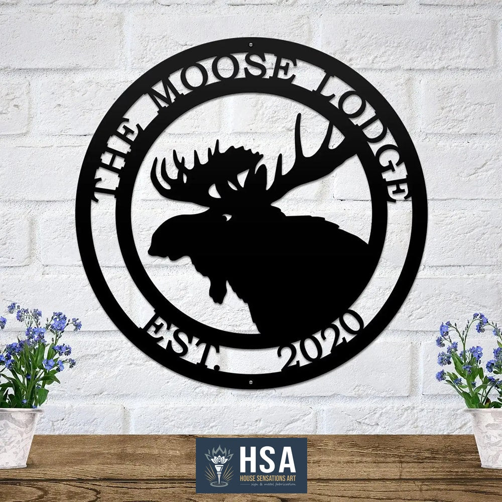 Personalized Moose Lodge Sign for Cabins, Homes & Outdoor Retreats - HouseSensationsArt