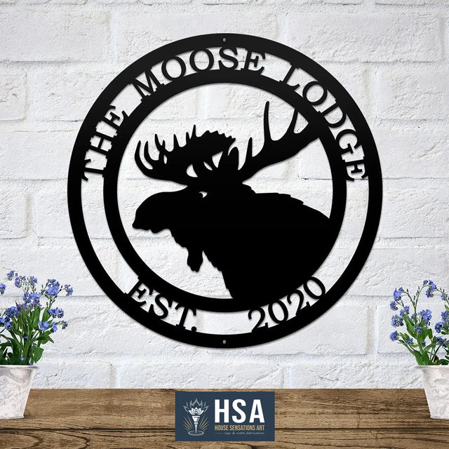 Personalized Moose Lodge Sign for Cabins, Homes & Outdoor Retreats - HouseSensationsArt