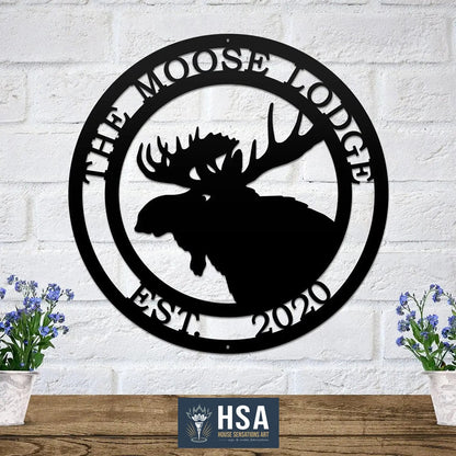 Personalized Moose Lodge Sign for Cabins, Homes & Outdoor Retreats - HouseSensationsArt