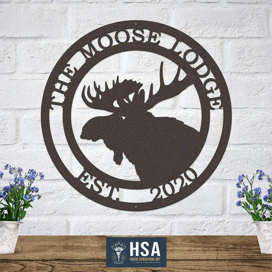 Personalized Moose Lodge Sign for Cabins, Homes & Outdoor Retreats - HouseSensationsArt