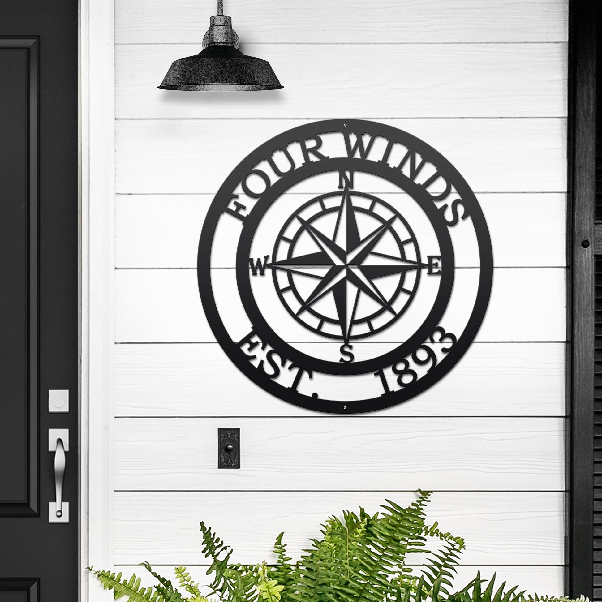 Personalized Name Compass Sign - Personalized Nautical Wall Art, Family Name & Date - Indoor Outdoor Metal Decor, Housewarming or Wedding Gift for Couples - HouseSensationsArt