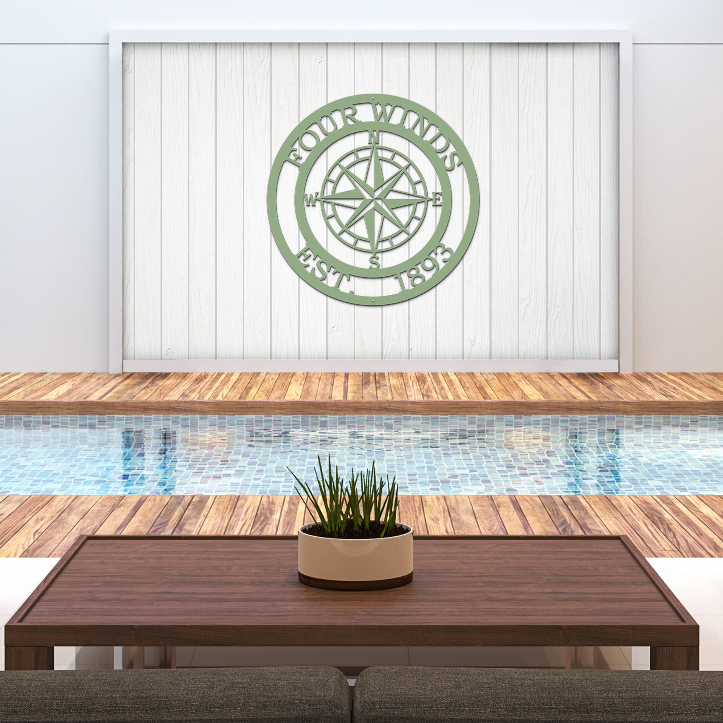 Personalized Name Compass Sign - Personalized Nautical Wall Art, Family Name & Date - Indoor Outdoor Metal Decor, Housewarming or Wedding Gift for Couples - HouseSensationsArt