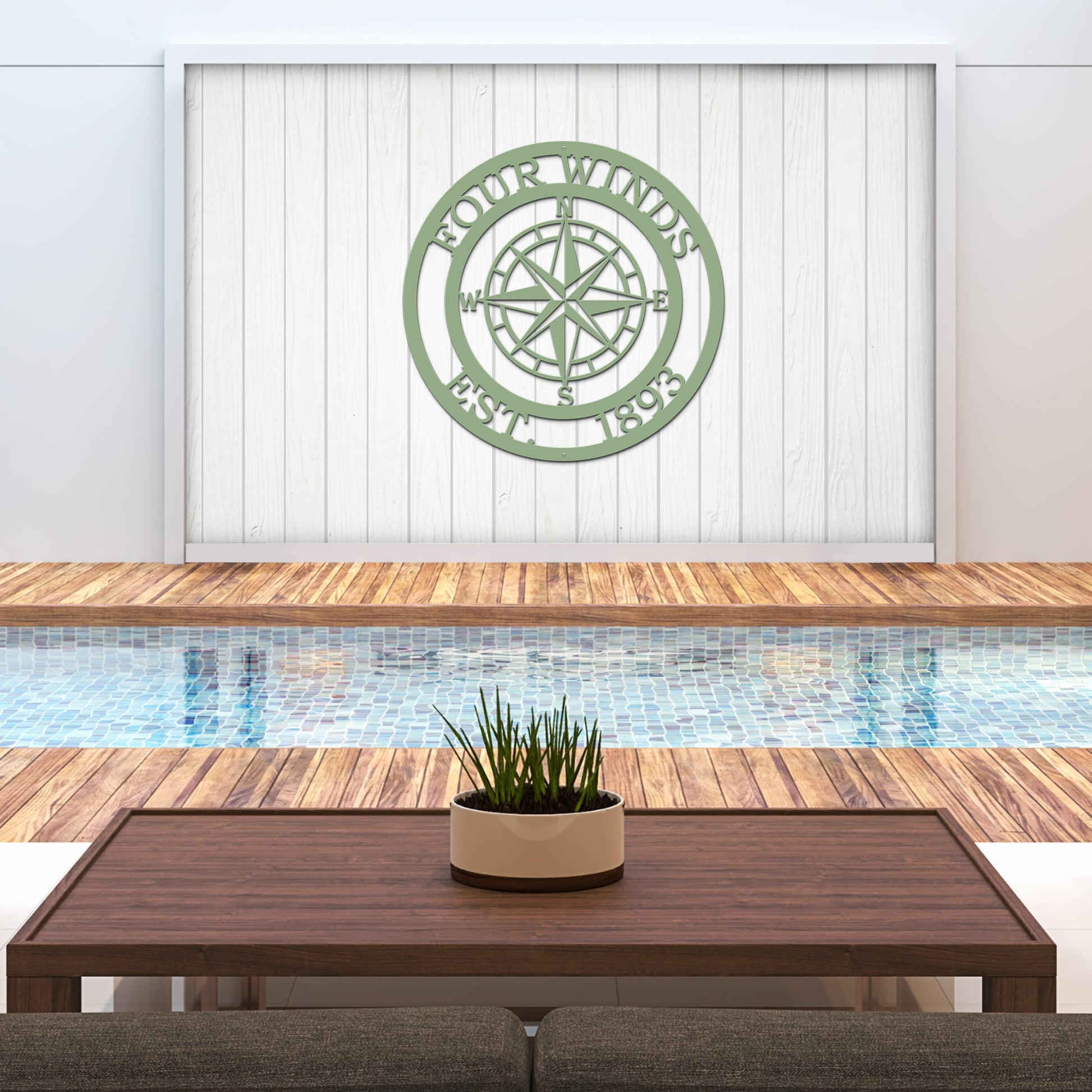 Personalized Name Compass Sign - Personalized Nautical Wall Art, Family Name & Date - Indoor Outdoor Metal Decor, Housewarming or Wedding Gift for Couples - HouseSensationsArt