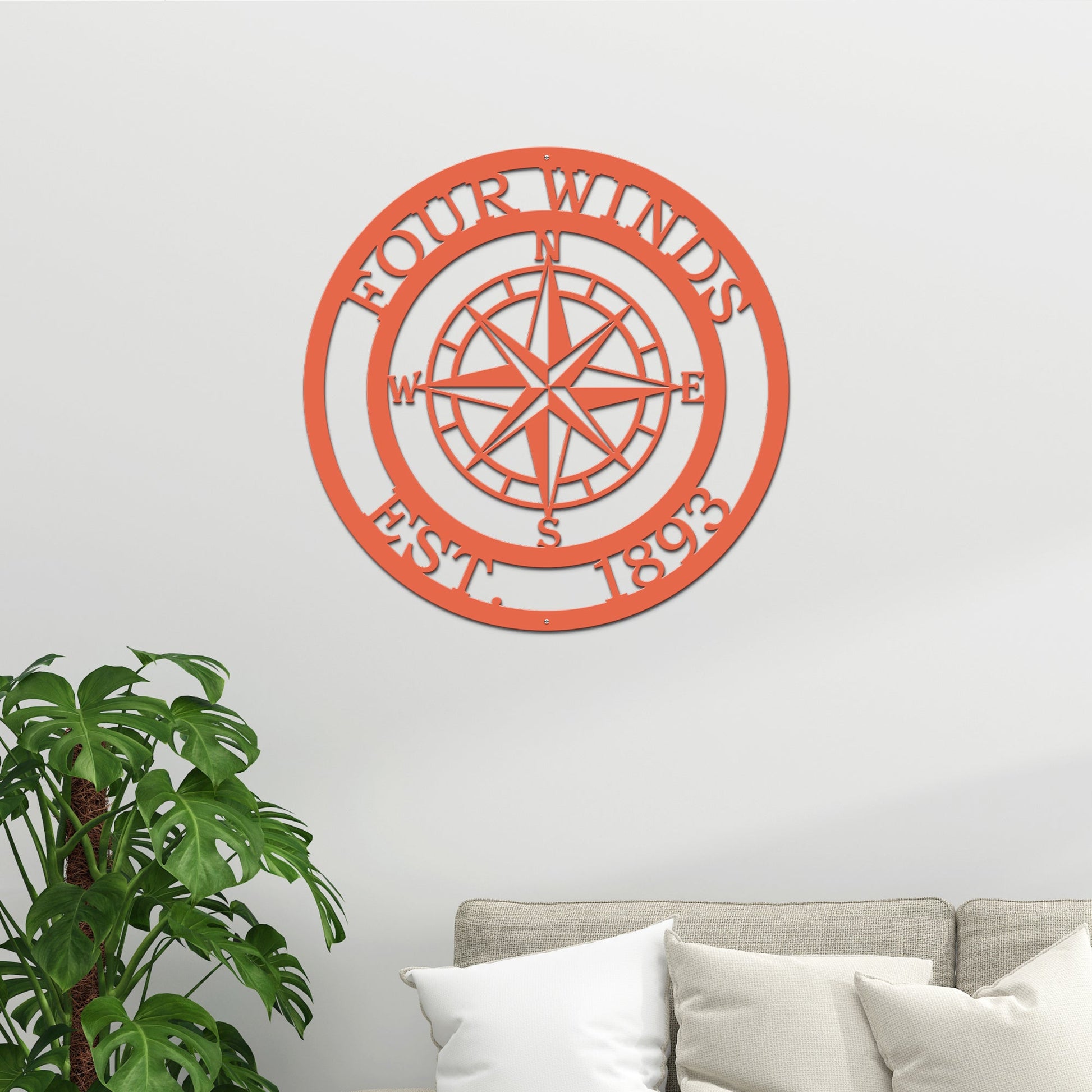 Personalized Name Compass Sign - Personalized Nautical Wall Art, Family Name & Date - Indoor Outdoor Metal Decor, Housewarming or Wedding Gift for Couples - HouseSensationsArt