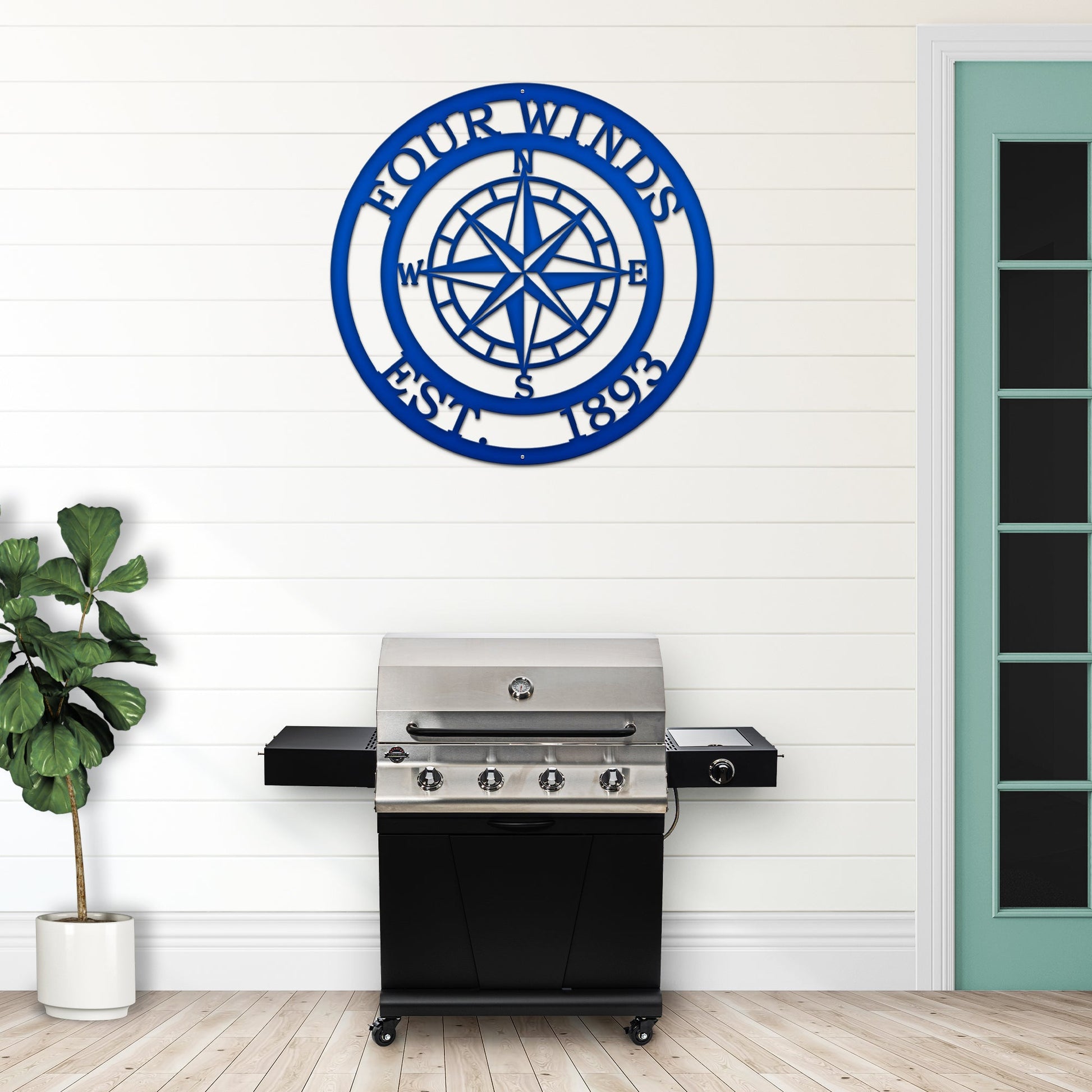 Personalized Name Compass Sign - Personalized Nautical Wall Art, Family Name & Date - Indoor Outdoor Metal Decor, Housewarming or Wedding Gift for Couples - HouseSensationsArt