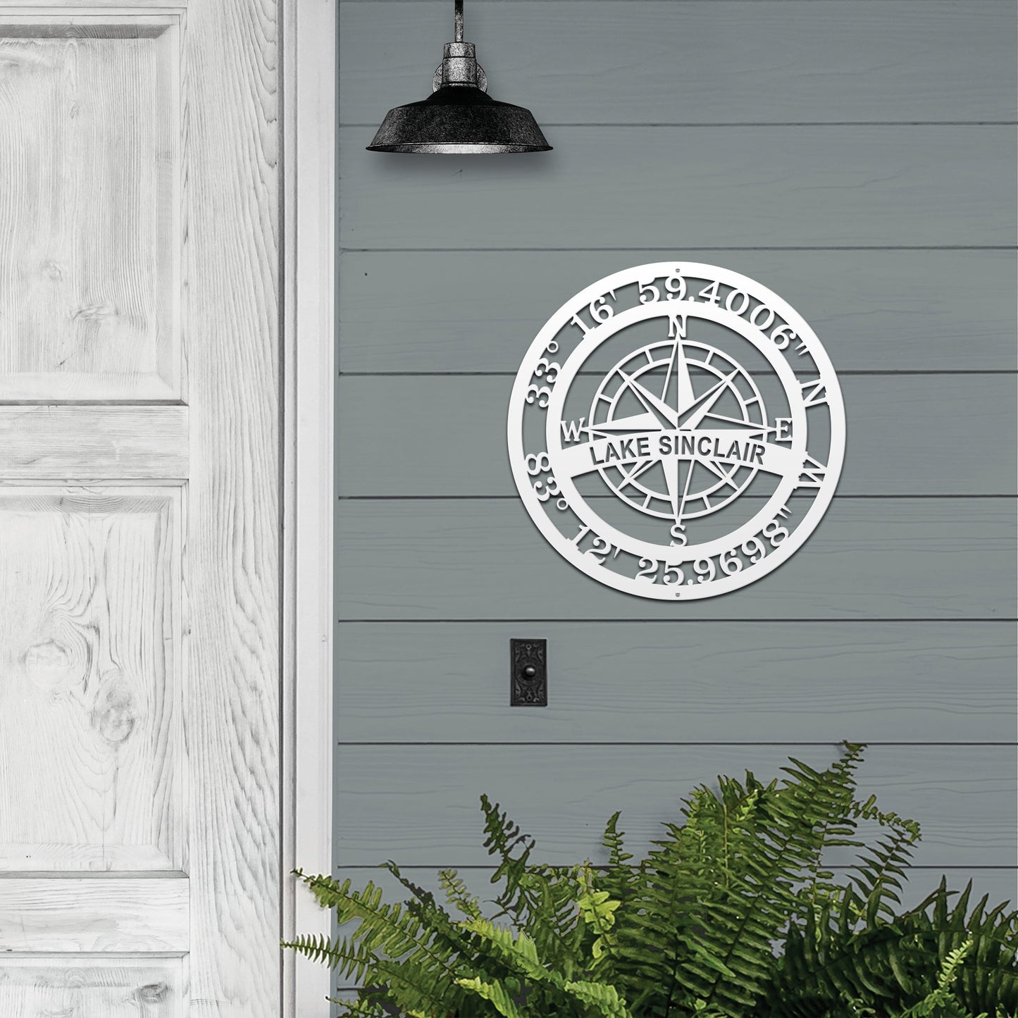 Personalized Name & GPS Coordinates Compass Sign - Personalized Nautical Wall Art, Family Name & Date - Indoor Outdoor Metal Decor, Housewarming or Wedding Gift for Couples - HouseSensationsArt