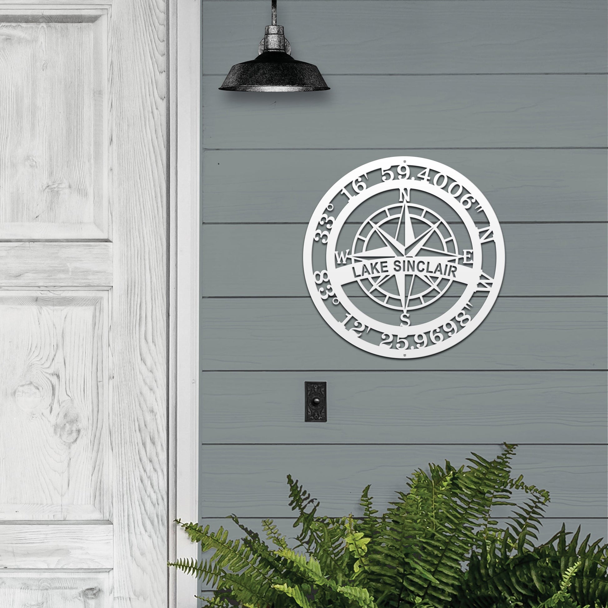 Personalized Name & GPS Coordinates Compass Sign - Personalized Nautical Wall Art, Family Name & Date - Indoor Outdoor Metal Decor, Housewarming or Wedding Gift for Couples - HouseSensationsArt