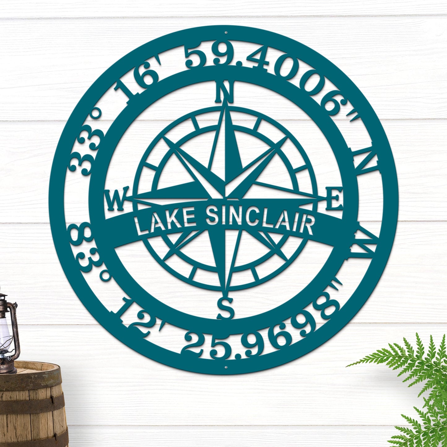 Personalized Name & GPS Coordinates Compass Sign - Personalized Nautical Wall Art, Family Name & Date - Indoor Outdoor Metal Decor, Housewarming or Wedding Gift for Couples - HouseSensationsArt