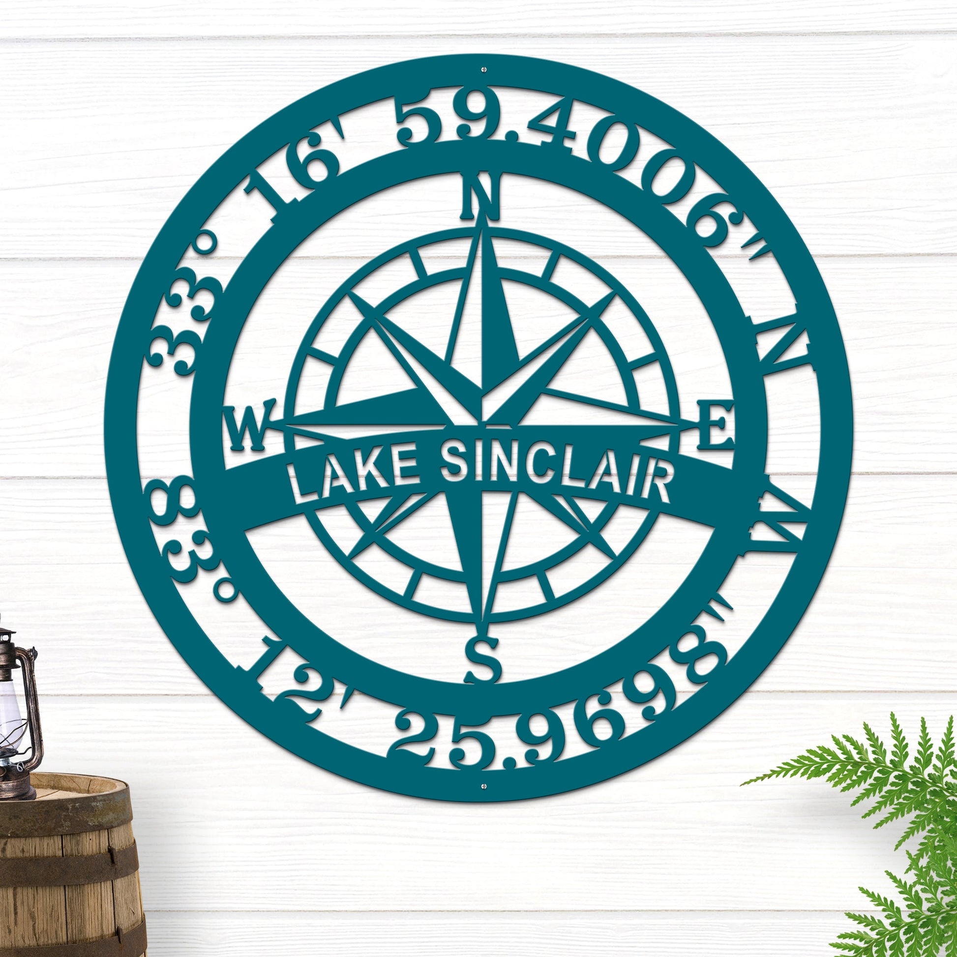 Personalized Name & GPS Coordinates Compass Sign - Personalized Nautical Wall Art, Family Name & Date - Indoor Outdoor Metal Decor, Housewarming or Wedding Gift for Couples - HouseSensationsArt