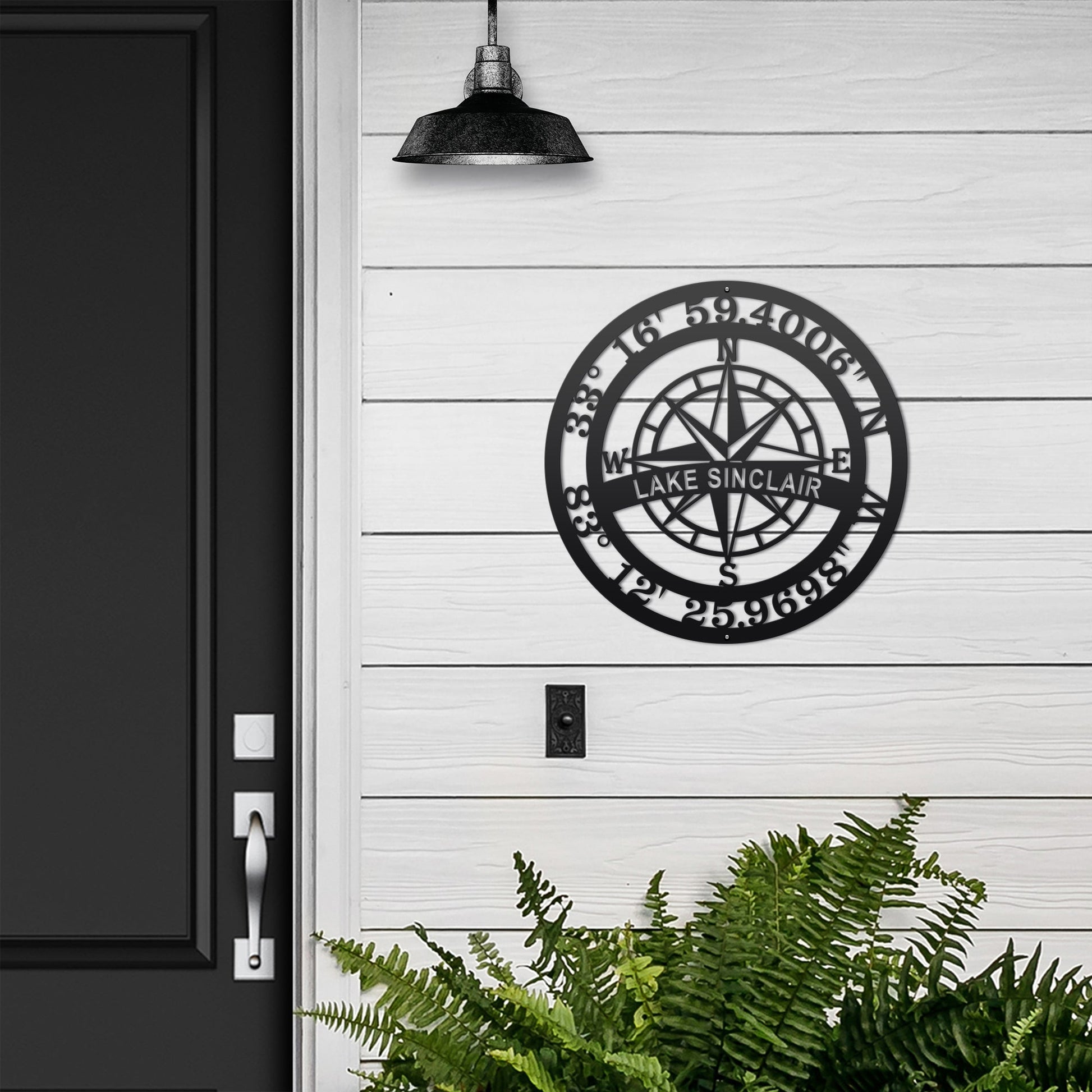 Personalized Name & GPS Coordinates Compass Sign - Personalized Nautical Wall Art, Family Name & Date - Indoor Outdoor Metal Decor, Housewarming or Wedding Gift for Couples - HouseSensationsArt