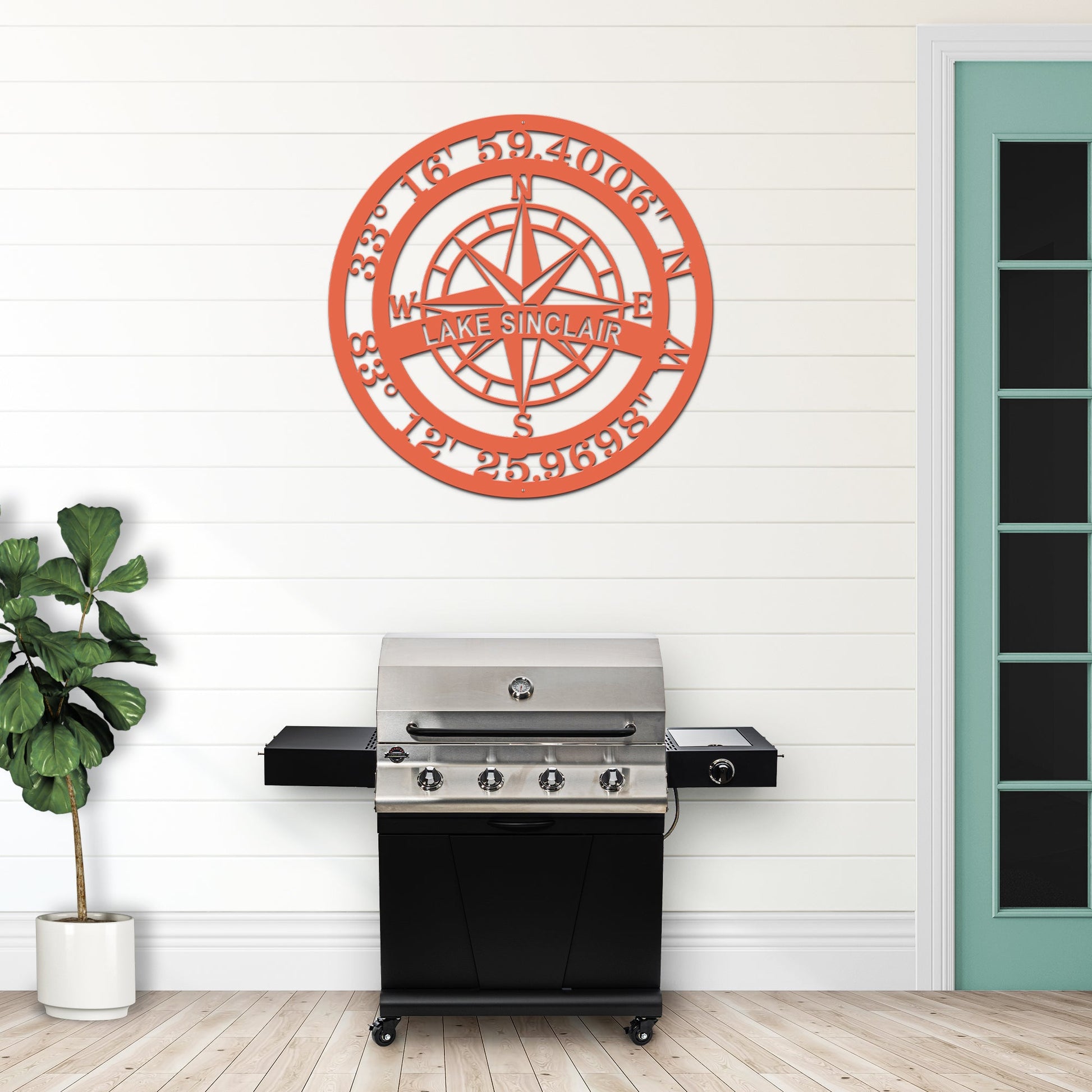 Personalized Name & GPS Coordinates Compass Sign - Personalized Nautical Wall Art, Family Name & Date - Indoor Outdoor Metal Decor, Housewarming or Wedding Gift for Couples - HouseSensationsArt