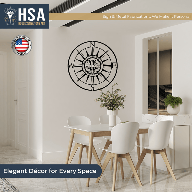 Personalized Nautical Compass Wall Decor for Coastal Homes & Gifts - HouseSensationsArt