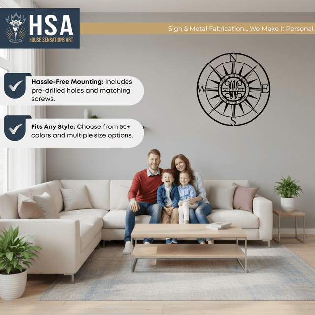 Personalized Nautical Compass Wall Decor for Coastal Homes & Gifts - HouseSensationsArt