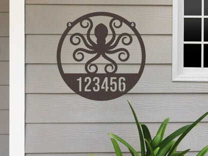 Personalized Octopus Wall Art - Metal Address Sign - HouseSensationsArt