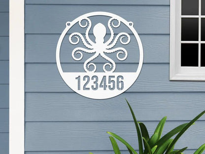 Personalized Octopus Wall Art - Metal Address Sign - HouseSensationsArt