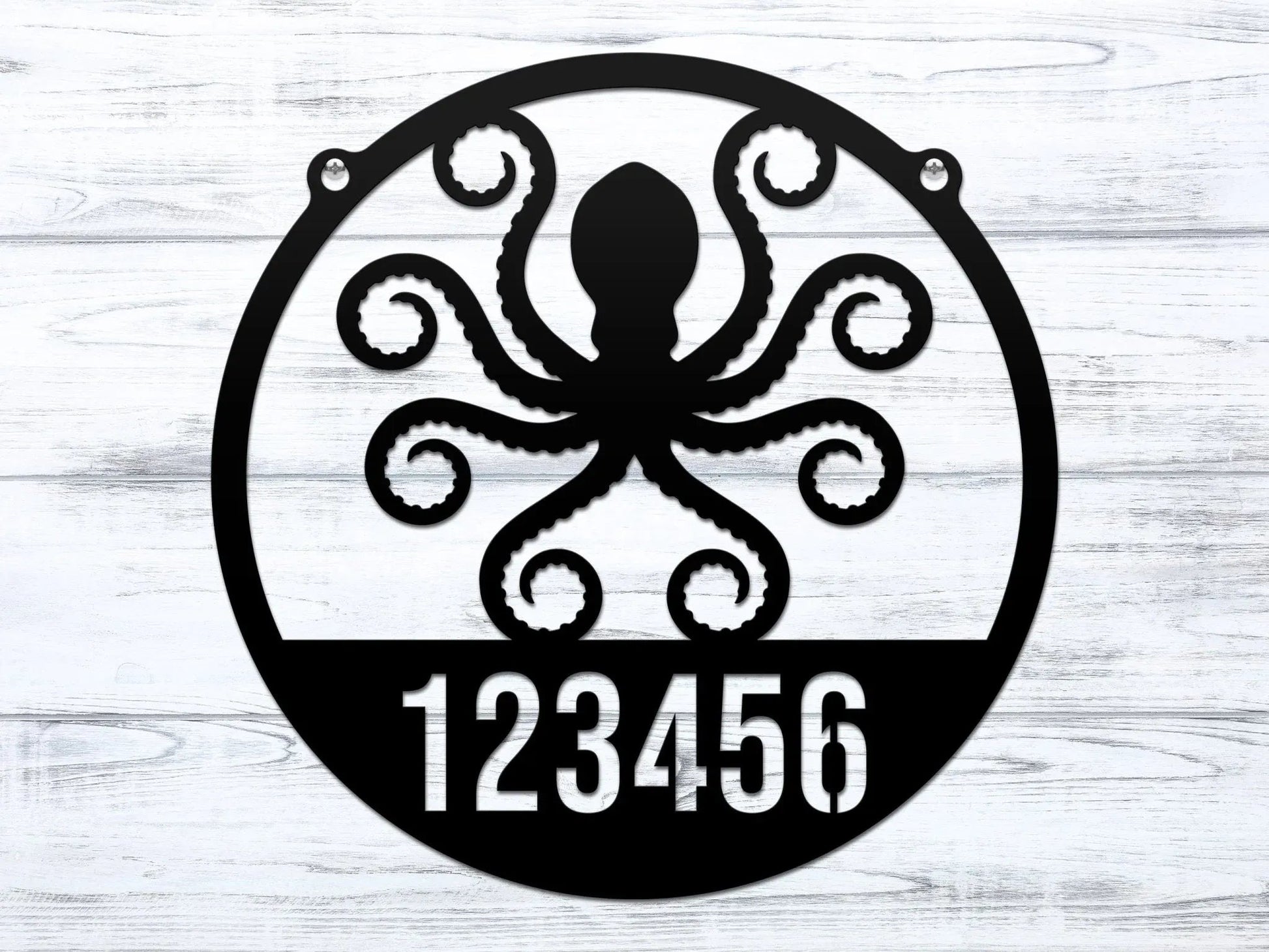 Personalized Octopus Wall Art - Metal Address Sign - HouseSensationsArt