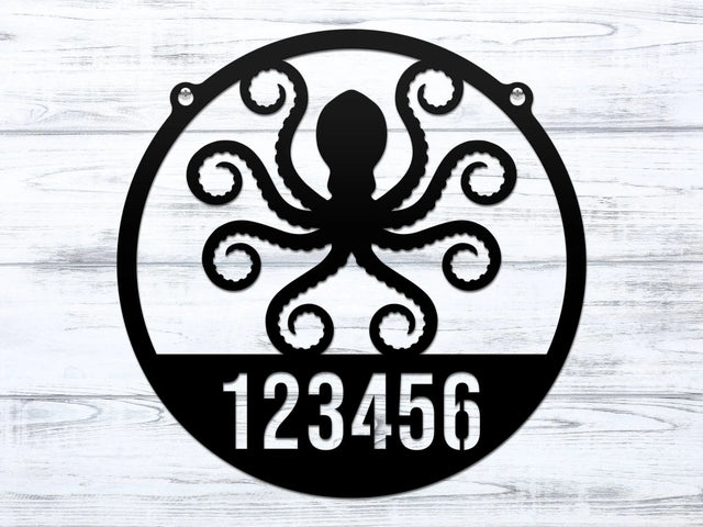 Personalized Octopus Wall Art - Metal Address Sign - HouseSensationsArt