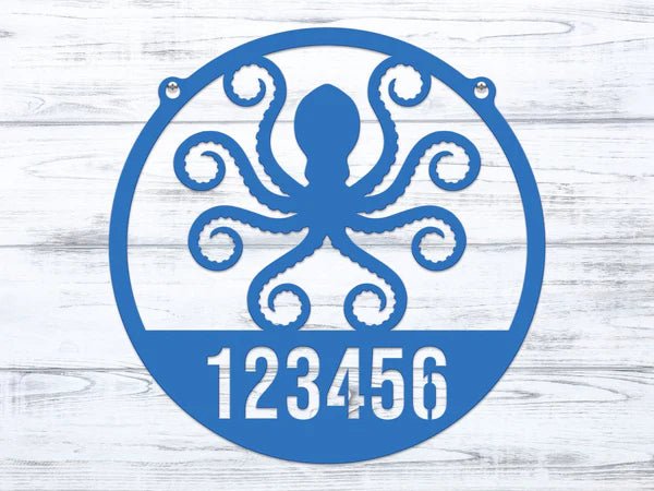 Personalized Octopus Wall Art - Metal Address Sign - HouseSensationsArt
