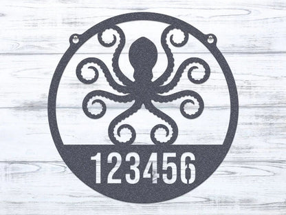 Personalized Octopus Wall Art - Metal Address Sign - HouseSensationsArt