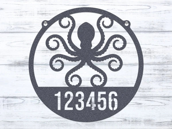 Personalized Octopus Wall Art - Metal Address Sign - HouseSensationsArt