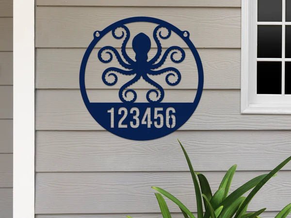 Personalized Octopus Wall Art - Metal Address Sign - HouseSensationsArt