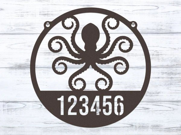 Personalized Octopus Wall Art - Metal Address Sign - HouseSensationsArt