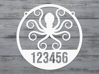 Personalized Octopus Wall Art - Metal Address Sign - HouseSensationsArt