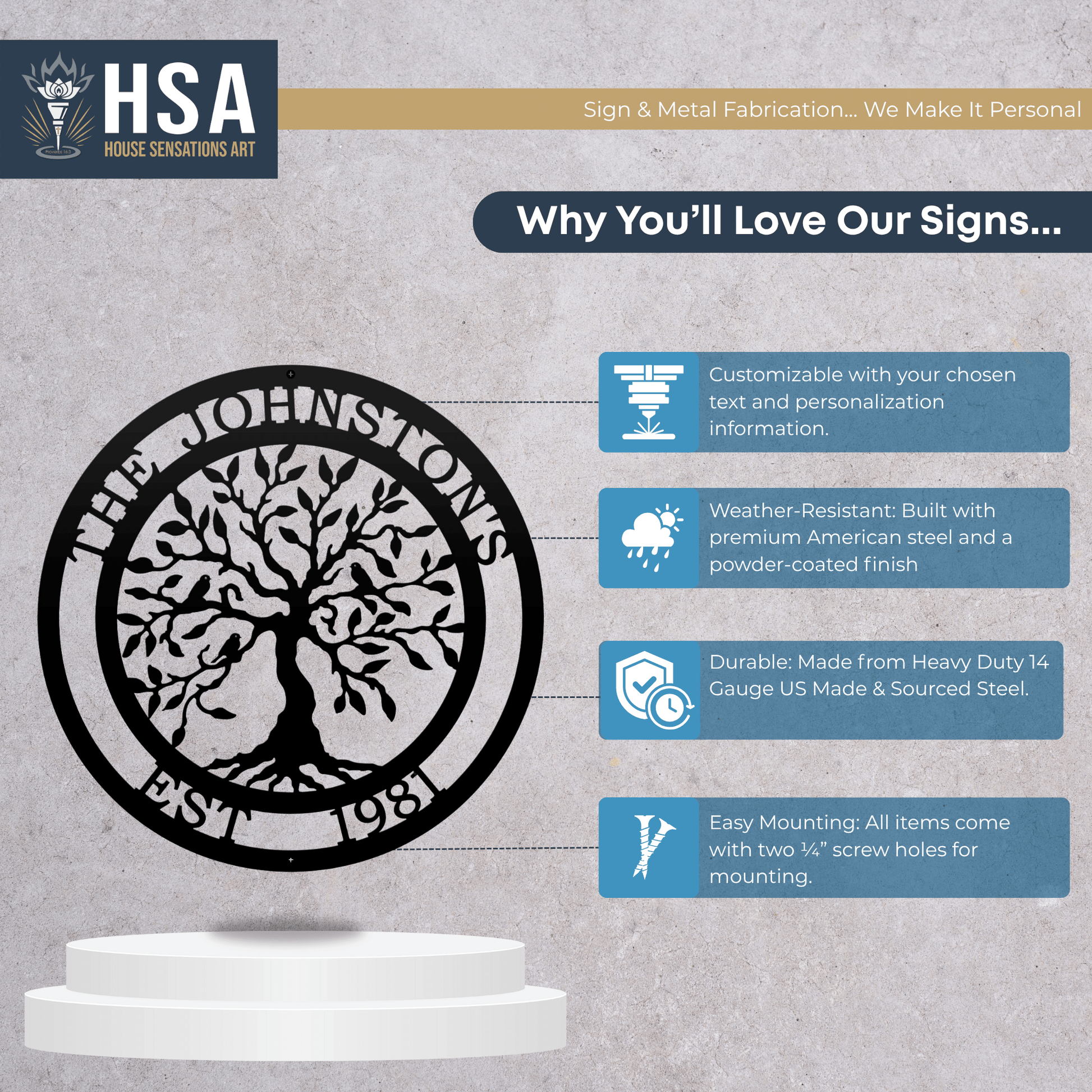 Personalized Olive Tree with Established Date & Family Name - HouseSensationsArt